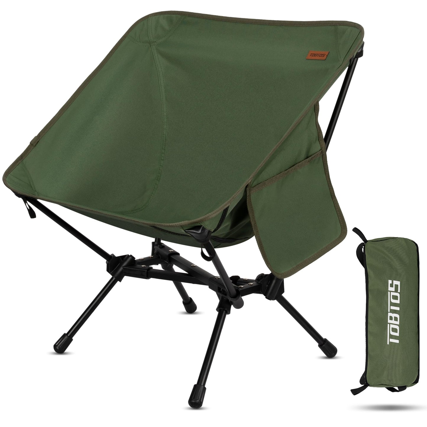 TOBTOS Ultralight Camping Chair Portable Folding Backpacking Chair Compact Camping Chair with Carry Bag for Outdoor Camp Hiking Backpack Beach Travel (Green)