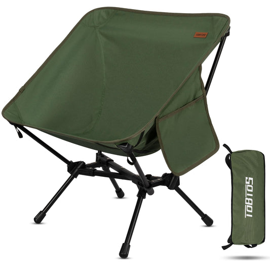 TOBTOS Ultralight Camping Chair Portable Folding Backpacking Chair Compact Camping Chair with Carry Bag for Outdoor Camp Hiking Backpack Beach Travel (Green)