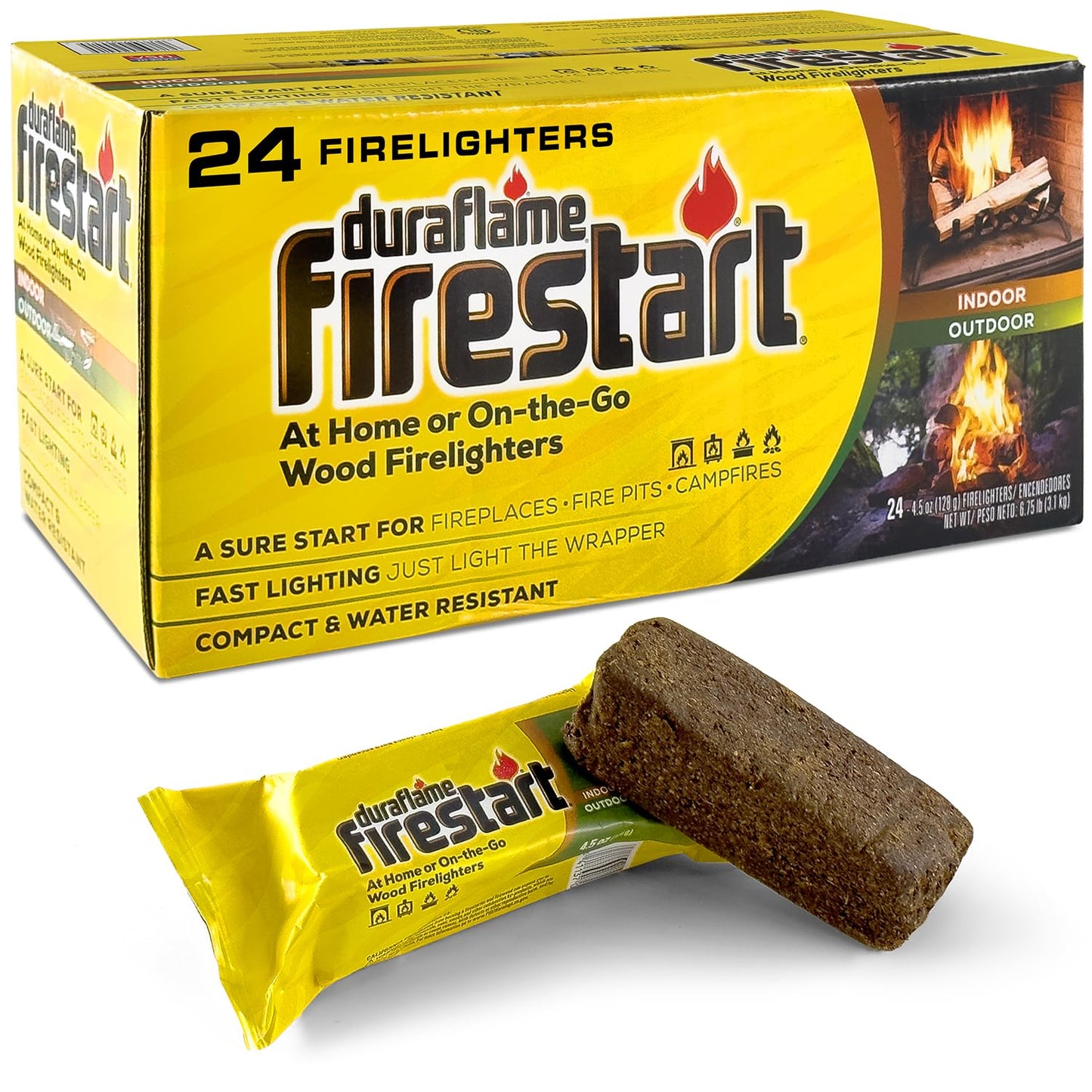 Fire Starter for Indoor and Outdoor Use - Quick Ignition Logs for BBQ Fireplace Fire Pit and Campfires (24 Pack) -Starters for Campfires