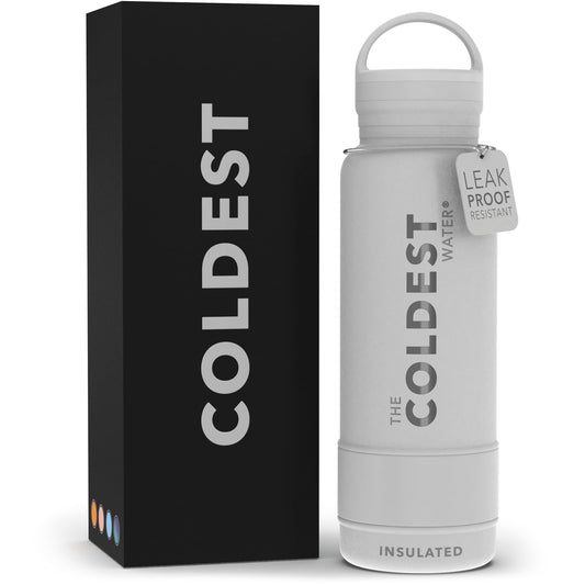 Coldest Insulated Water Bottle with Handle Lid | Leak Proof Simple Insulated Modern Stainless Steel Double Walled Sport Thermos Bottles Metal Flask | 21oz